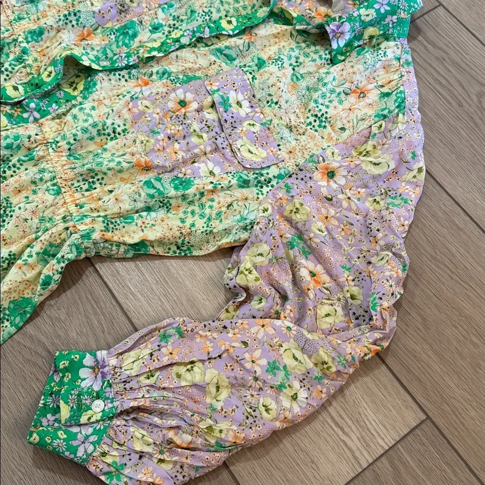 LOFT Floral Godet Pocket Shirtdress Size XL| Cottagecore floral patchwork - Picture 11 of 14
